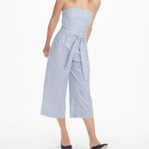 Club Monaco strapless Blue and White Striped Jumpsuit | size 8